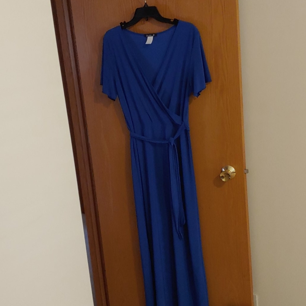 Blue Midi Wrap Dress
